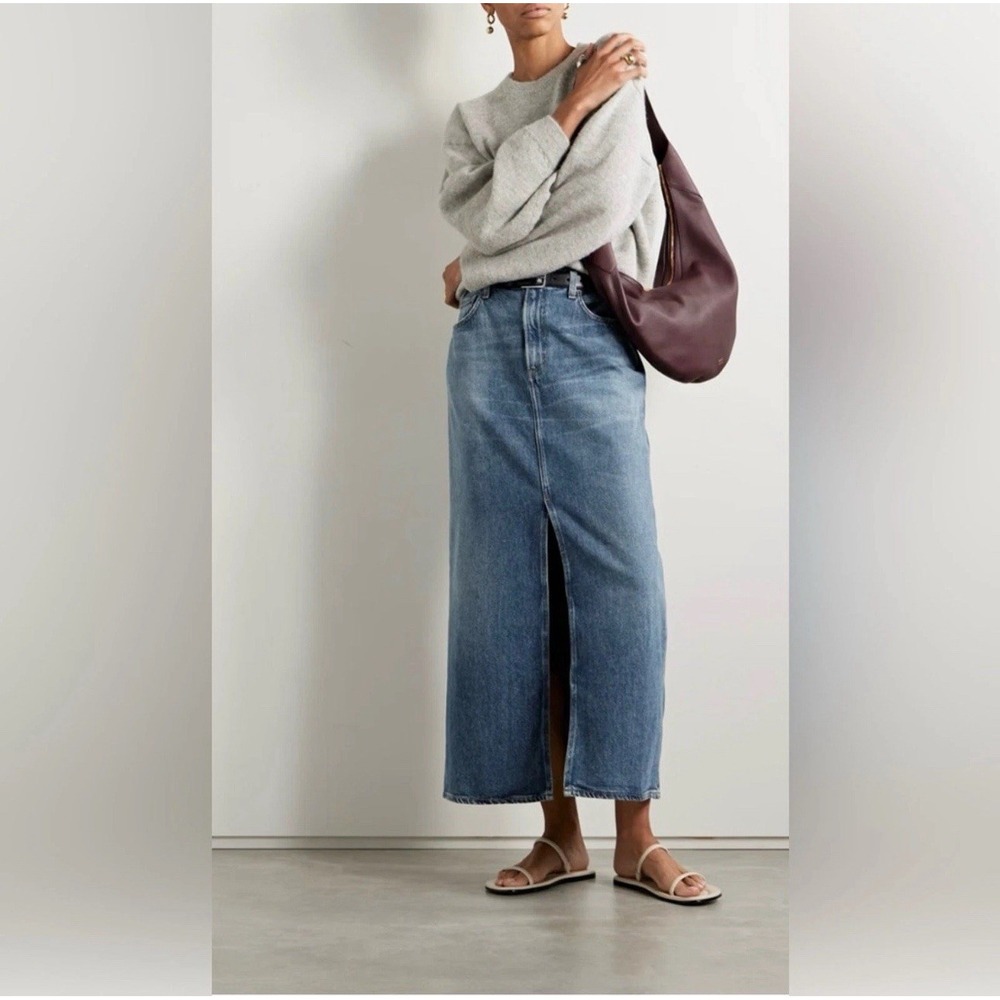 AGOLDE leif low waist split denim long skirt in Swing‎ Revolve size 30 NEW